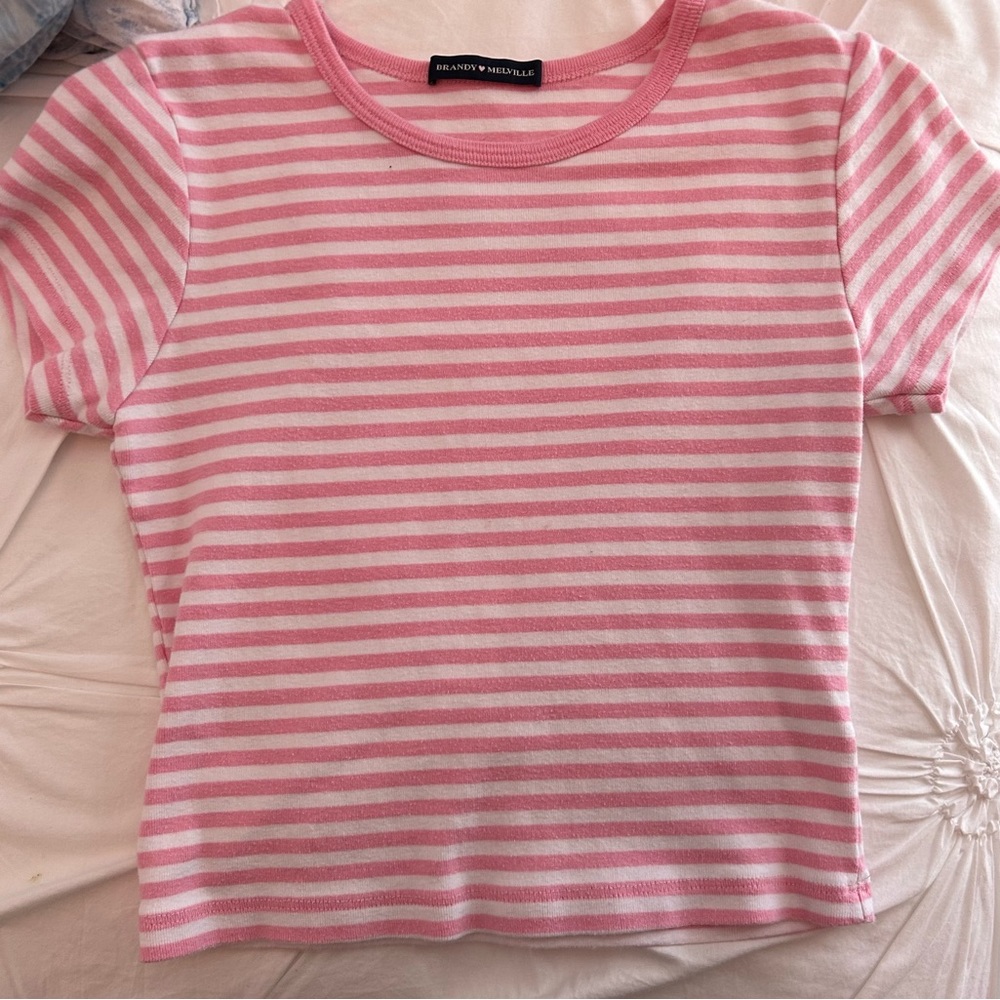 Brandy Melville rare pink and white striped shirt